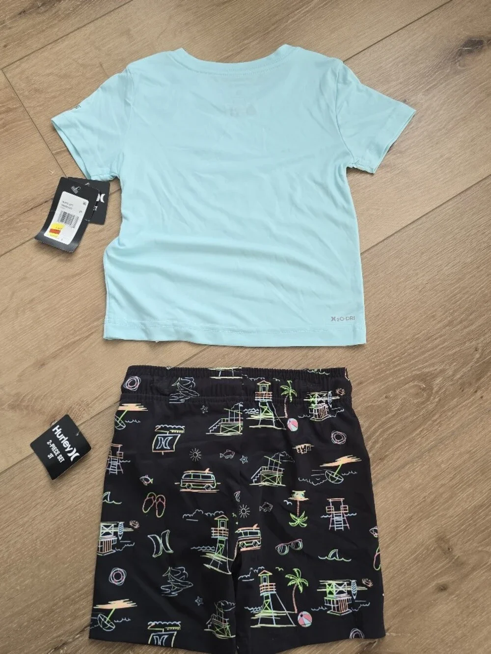 Hurley UPF H20 DRI Lifeguard Rash Guard Top & Swim Trunks 2-Piece Set 3t 2t